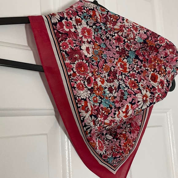 Burgundy Floral Square Scarf - Picture 8 of 8